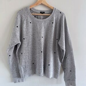 Rails Gray Crewneck Sweater with Black Heart Accents